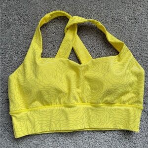 Crowned Athletics Vibrant Yellow Floral Sports Bra